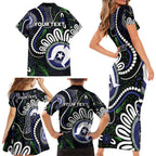 Torres Strait Islander Aboriginal Dot Painting Personalised Family Matching Short Sleeve Bodycon Dress and Hawaiian Shirt