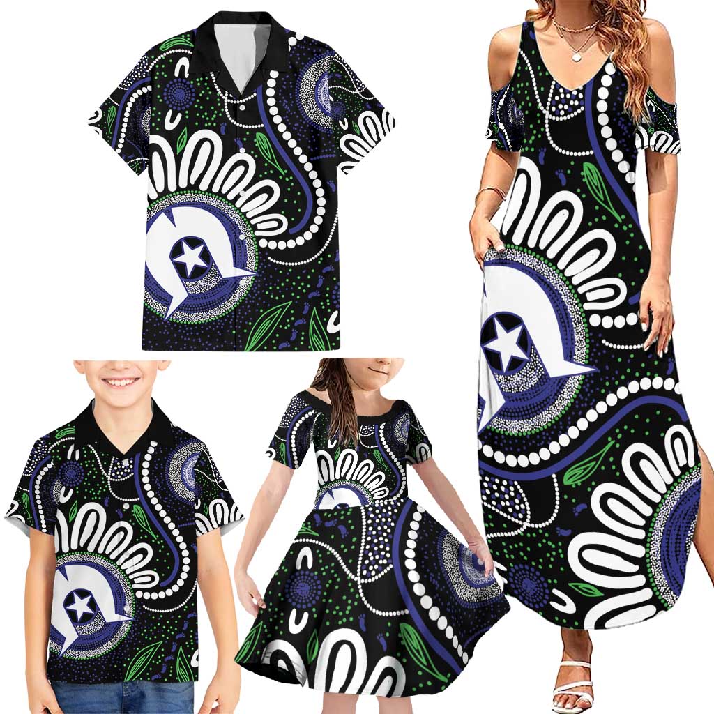 Torres Strait Islander Aboriginal Dot Painting Personalised Family Matching Summer Maxi Dress and Hawaiian Shirt