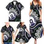 Torres Strait Islander Aboriginal Dot Painting Personalised Family Matching Summer Maxi Dress and Hawaiian Shirt