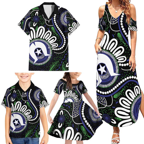 Torres Strait Islander Aboriginal Dot Painting Personalised Family Matching Summer Maxi Dress and Hawaiian Shirt