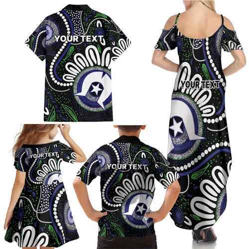Torres Strait Islander Aboriginal Dot Painting Personalised Family Matching Summer Maxi Dress and Hawaiian Shirt