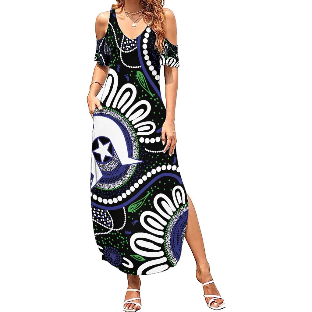 Torres Strait Islander Aboriginal Dot Painting Personalised Family Matching Summer Maxi Dress and Hawaiian Shirt