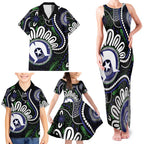 Torres Strait Islander Aboriginal Dot Painting Personalised Family Matching Tank Maxi Dress and Hawaiian Shirt