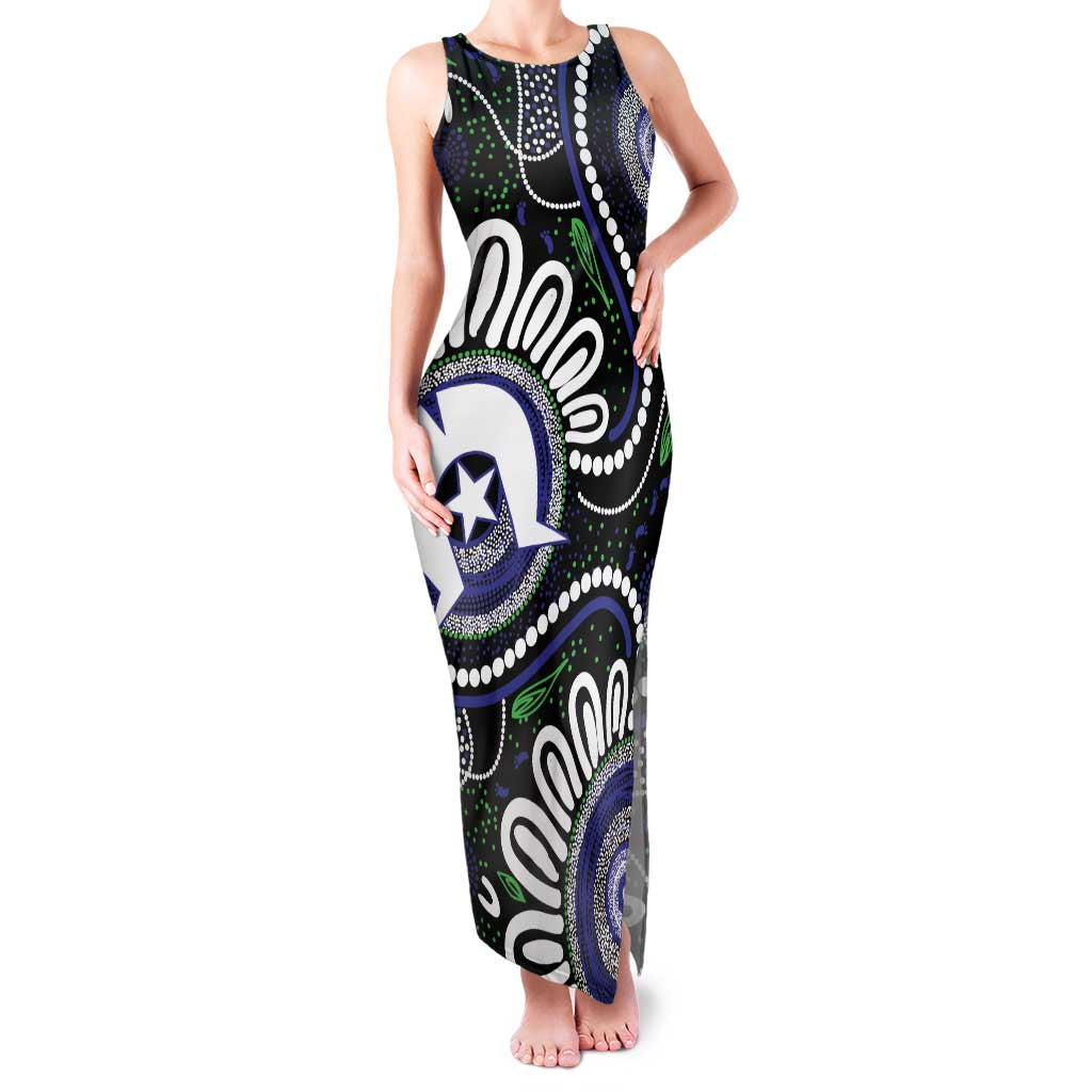 Torres Strait Islander Aboriginal Dot Painting Personalised Family Matching Tank Maxi Dress and Hawaiian Shirt