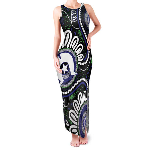 Torres Strait Islander Aboriginal Dot Painting Personalised Family Matching Tank Maxi Dress and Hawaiian Shirt