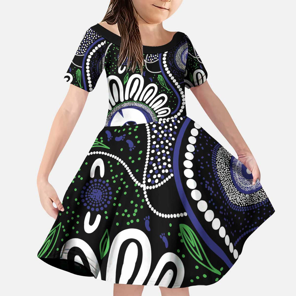 Torres Strait Islander Aboriginal Dot Painting Personalised Kid Short Sleeve Dress