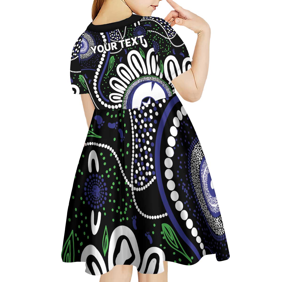 Torres Strait Islander Aboriginal Dot Painting Personalised Kid Short Sleeve Dress