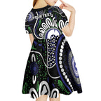 Torres Strait Islander Aboriginal Dot Painting Personalised Kid Short Sleeve Dress