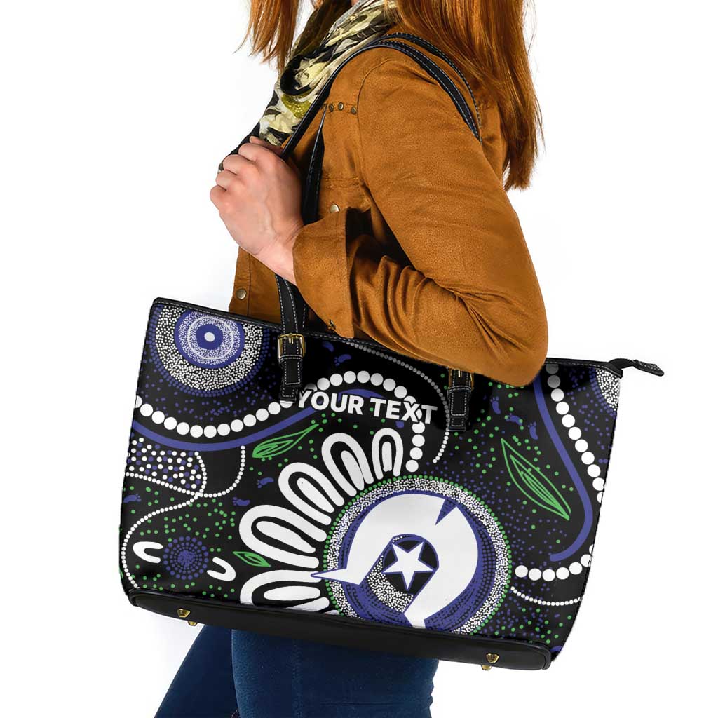 Torres Strait Islander Aboriginal Dot Painting Personalised Leather Tote Bag
