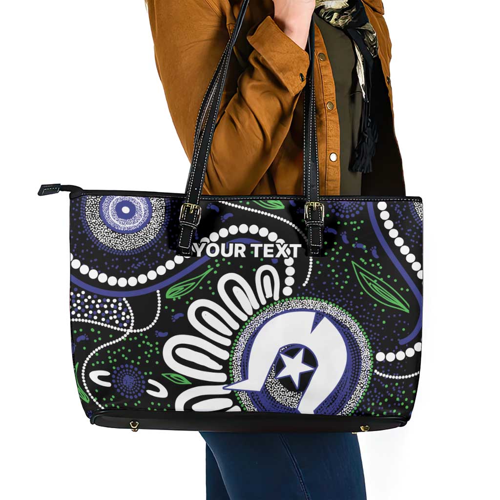 Torres Strait Islander Aboriginal Dot Painting Personalised Leather Tote Bag