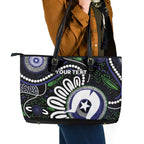Torres Strait Islander Aboriginal Dot Painting Personalised Leather Tote Bag