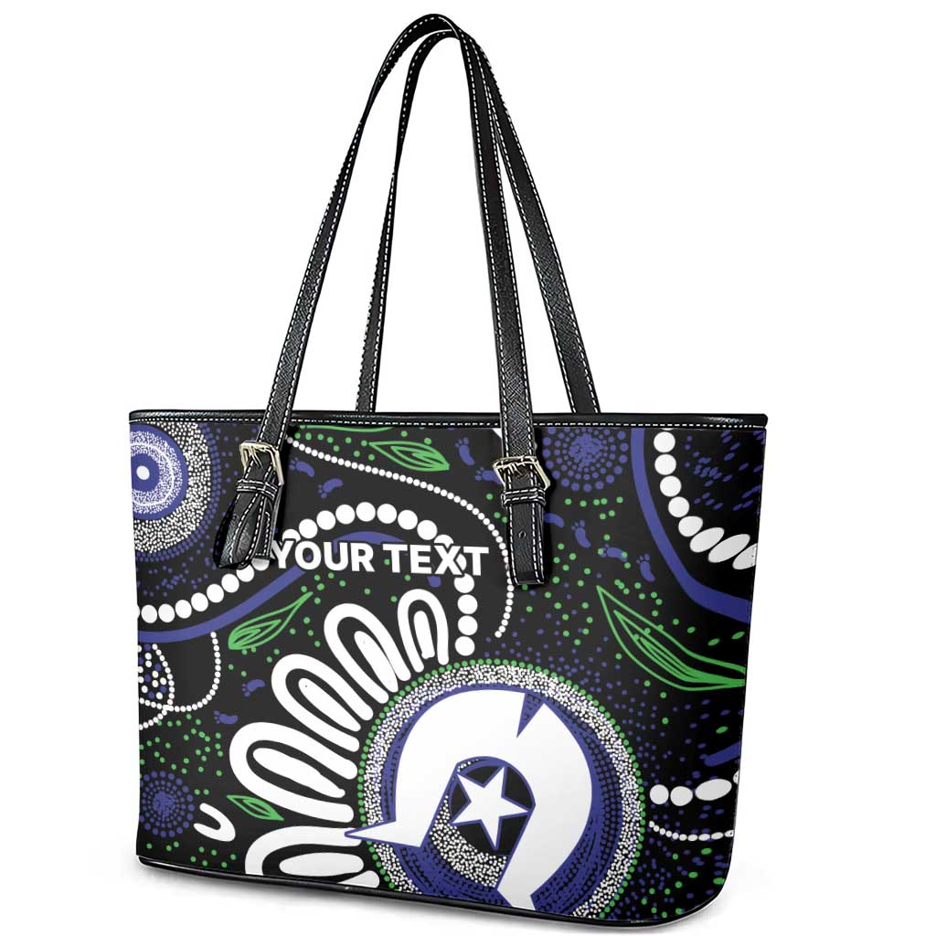 Torres Strait Islander Aboriginal Dot Painting Personalised Leather Tote Bag
