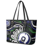 Torres Strait Islander Aboriginal Dot Painting Personalised Leather Tote Bag