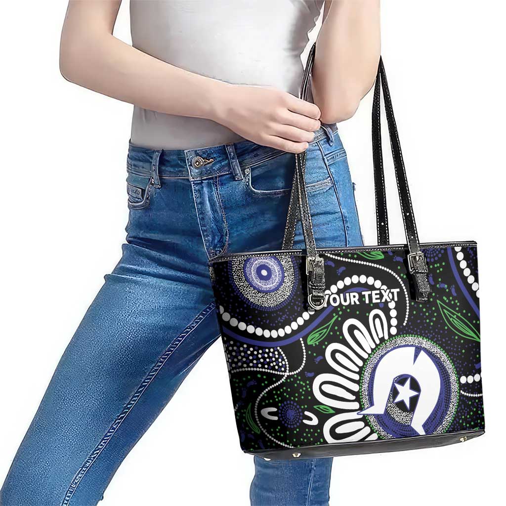 Torres Strait Islander Aboriginal Dot Painting Personalised Leather Tote Bag