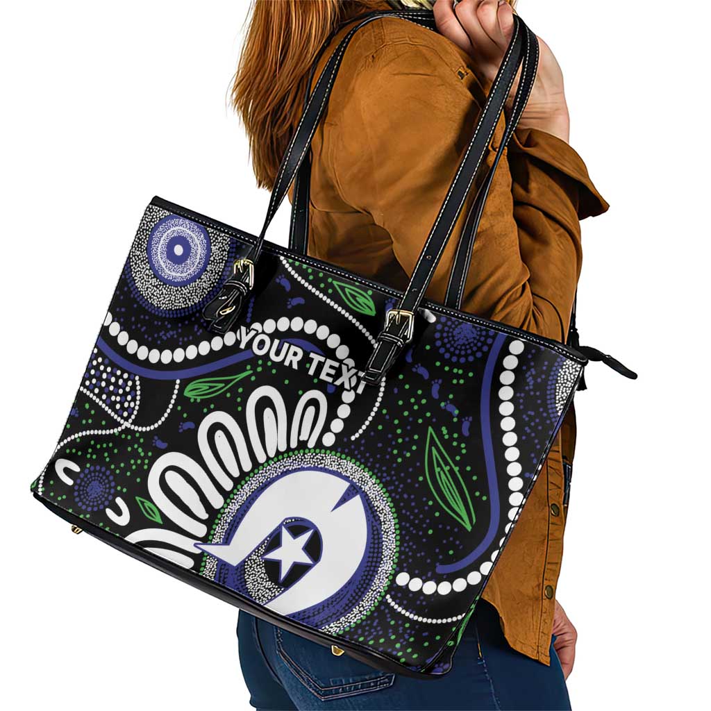 Torres Strait Islander Aboriginal Dot Painting Personalised Leather Tote Bag