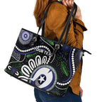 Torres Strait Islander Aboriginal Dot Painting Personalised Leather Tote Bag