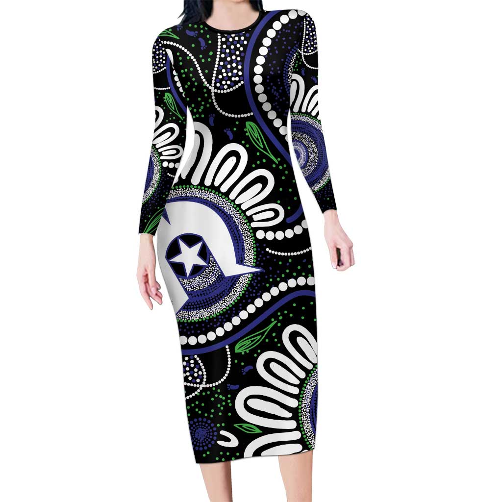 Torres Strait Islander Aboriginal Dot Painting Personalised Long Sleeve Bodycon Dress