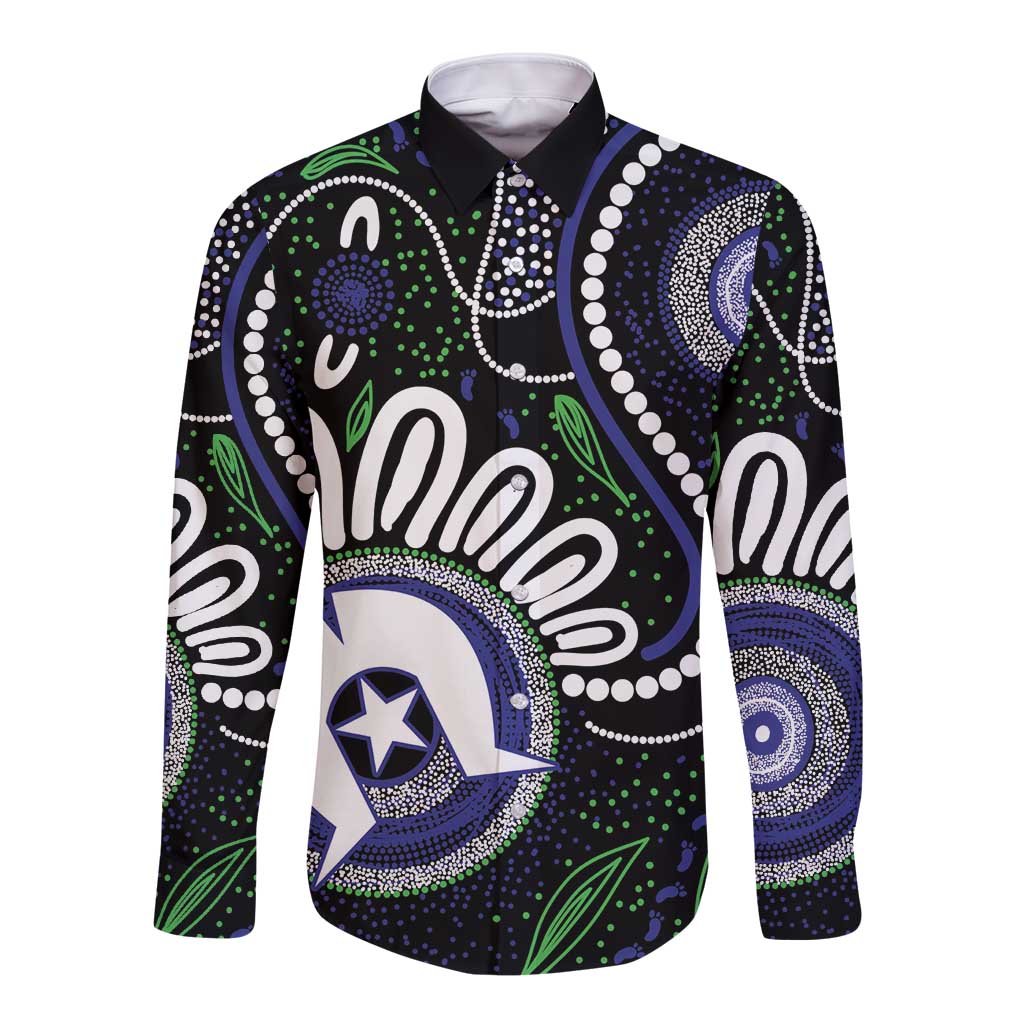 Torres Strait Islander Aboriginal Dot Painting Personalised Long Sleeve Button Shirt