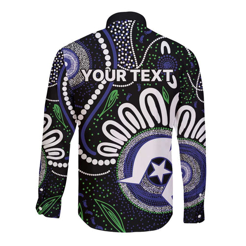 Torres Strait Islander Aboriginal Dot Painting Personalised Long Sleeve Button Shirt