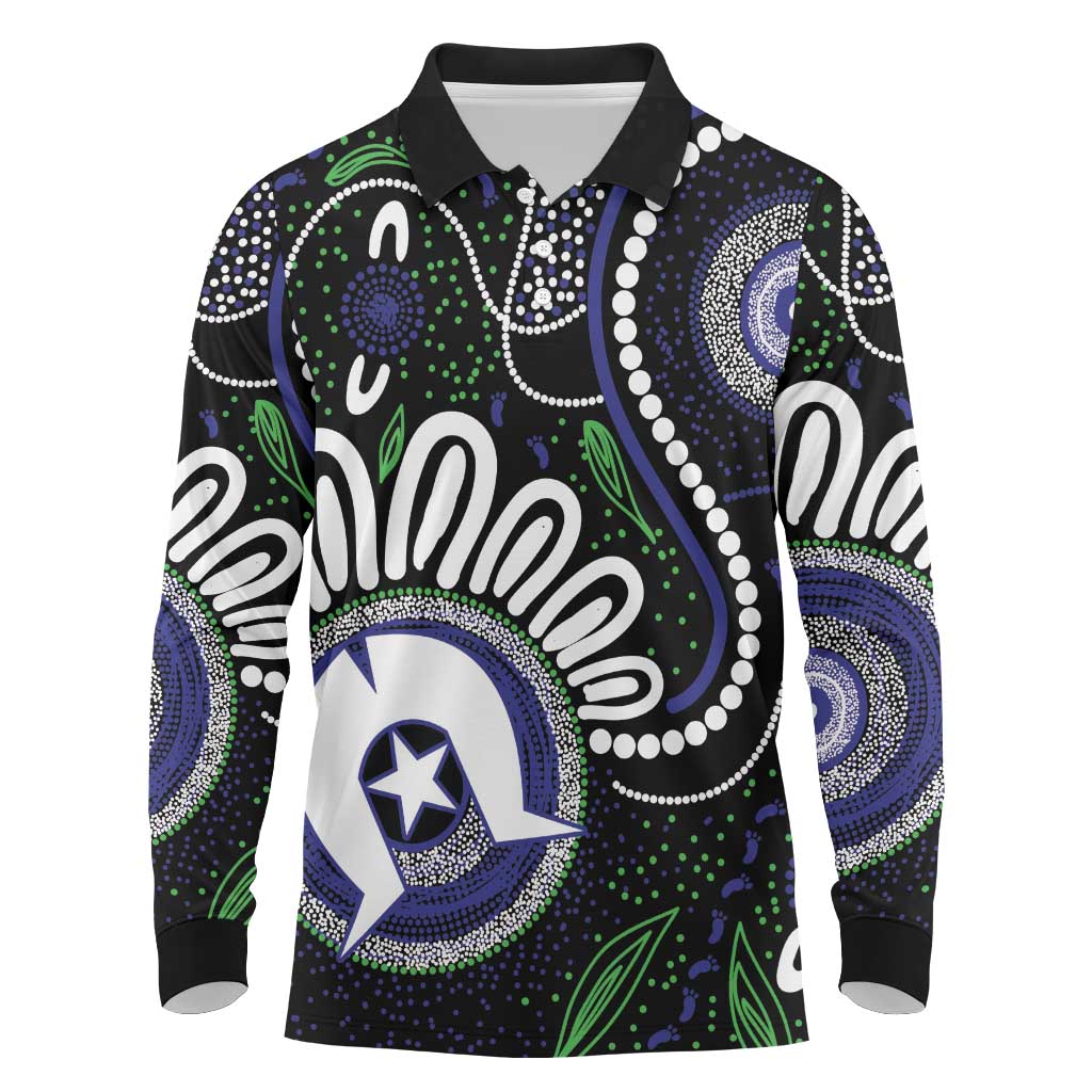 Torres Strait Islander Aboriginal Dot Painting Personalised Long Sleeve Polo Shirt