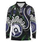 Torres Strait Islander Aboriginal Dot Painting Personalised Long Sleeve Polo Shirt