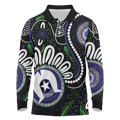 Torres Strait Islander Aboriginal Dot Painting Personalised Long Sleeve Polo Shirt