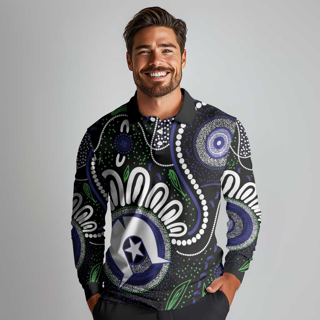 Torres Strait Islander Aboriginal Dot Painting Personalised Long Sleeve Polo Shirt