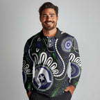Torres Strait Islander Aboriginal Dot Painting Personalised Long Sleeve Polo Shirt