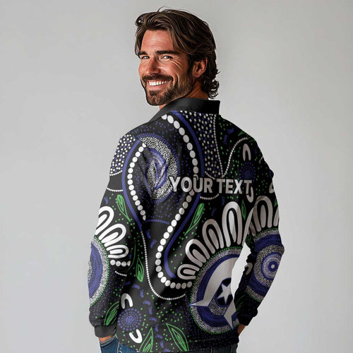 Torres Strait Islander Aboriginal Dot Painting Personalised Long Sleeve Polo Shirt