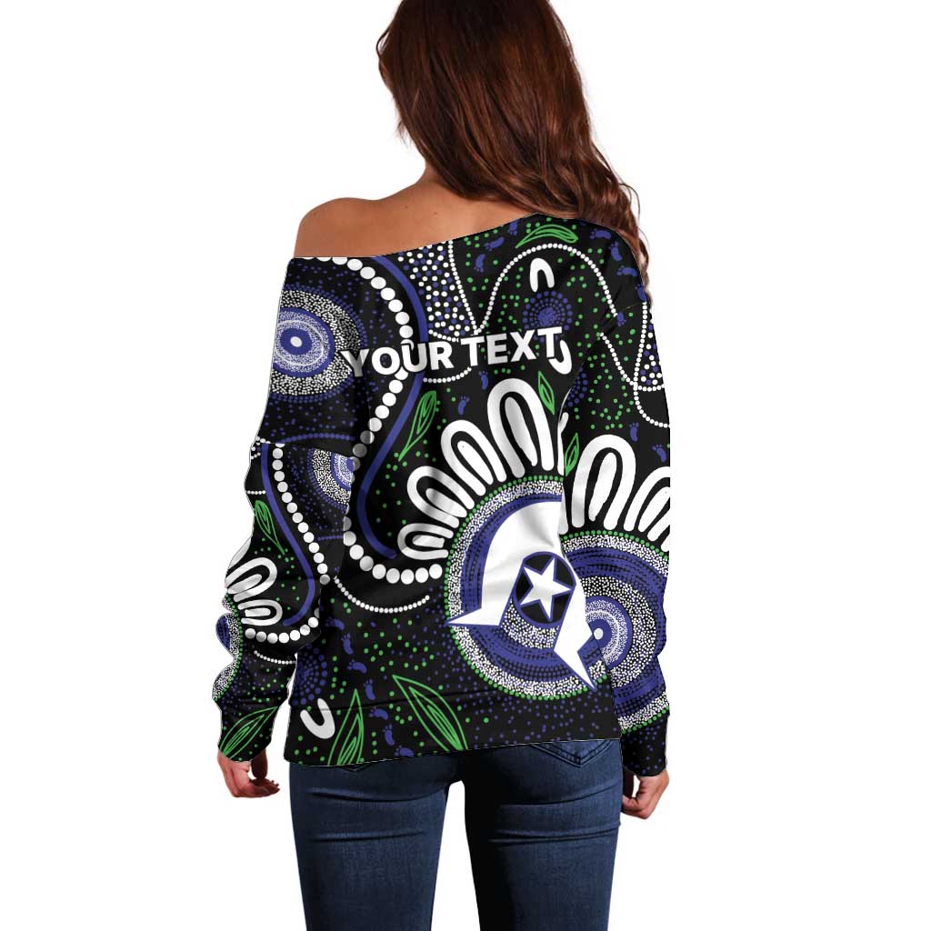 Torres Strait Islander Aboriginal Dot Painting Personalised Off Shoulder Sweater