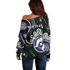 Torres Strait Islander Aboriginal Dot Painting Personalised Off Shoulder Sweater