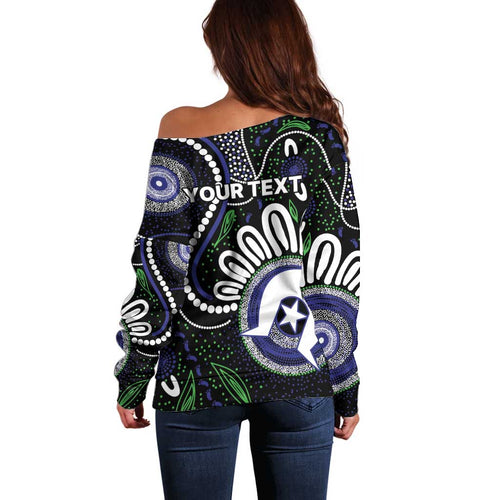 Torres Strait Islander Aboriginal Dot Painting Personalised Off Shoulder Sweater