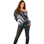 Torres Strait Islander Aboriginal Dot Painting Personalised Off Shoulder Sweater