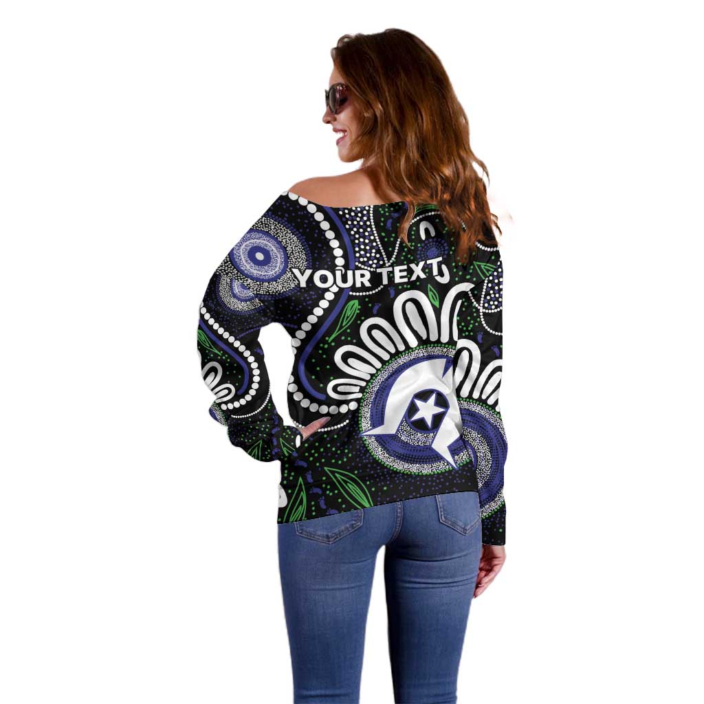 Torres Strait Islander Aboriginal Dot Painting Personalised Off Shoulder Sweater