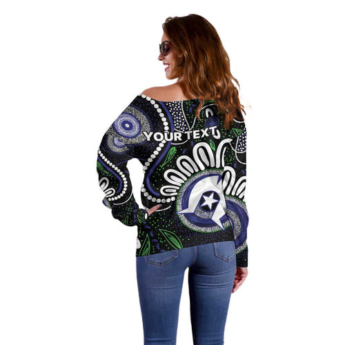 Torres Strait Islander Aboriginal Dot Painting Personalised Off Shoulder Sweater