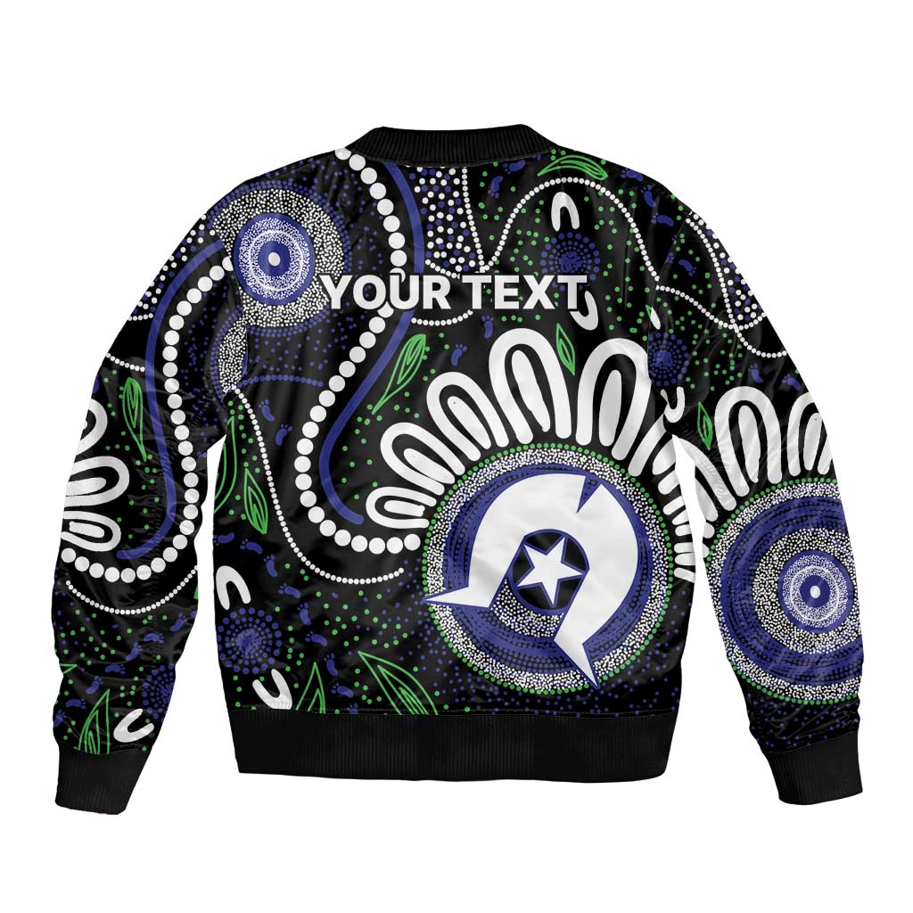 Torres Strait Islander Aboriginal Dot Painting Personalised Sleeve Zip Bomber Jacket