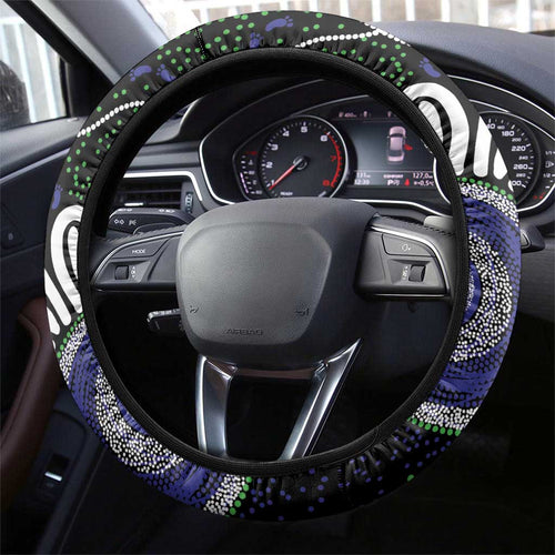 Torres Strait Islander Aboriginal Dot Painting Steering Wheel Cover