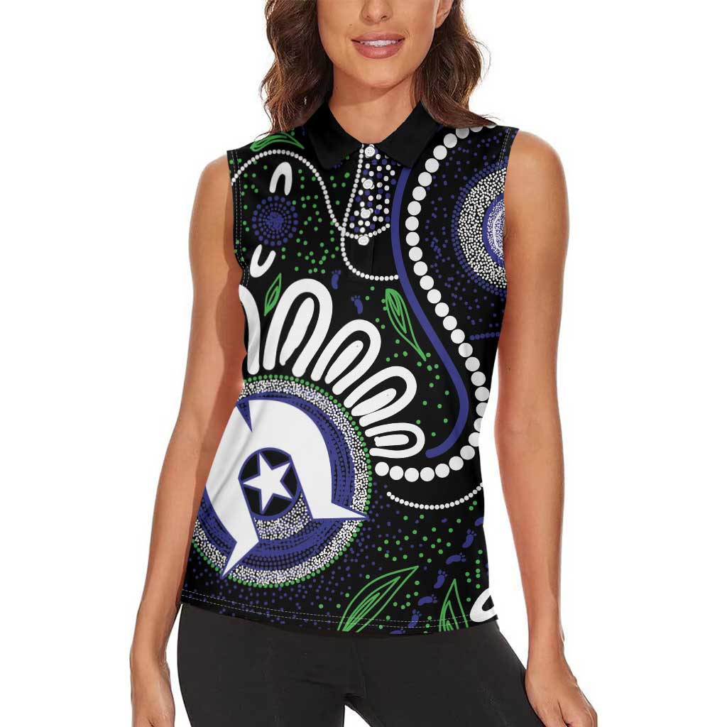 Torres Strait Islander Aboriginal Dot Painting Personalised Women Sleeveless Polo Shirt
