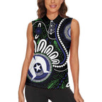 Torres Strait Islander Aboriginal Dot Painting Personalised Women Sleeveless Polo Shirt
