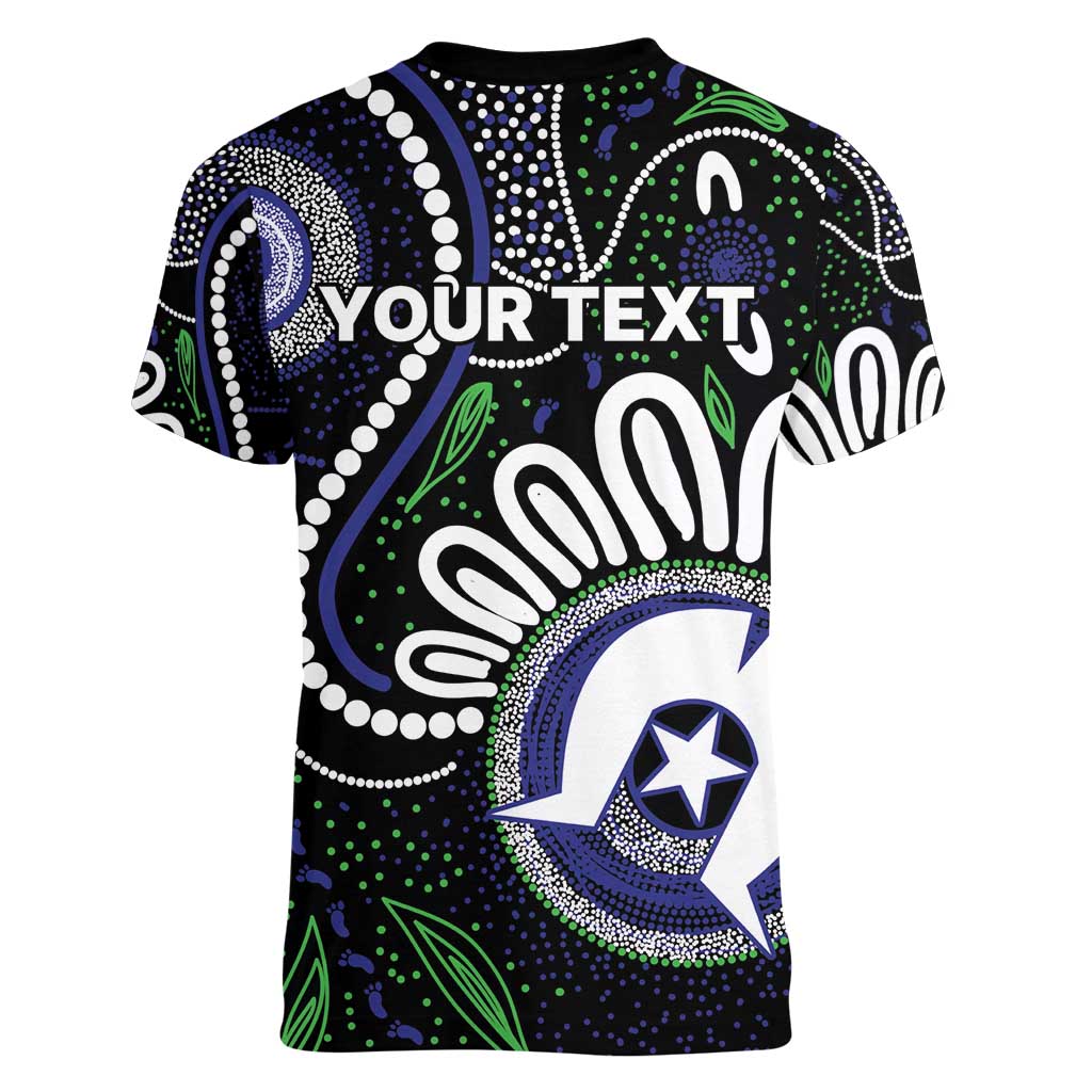 Torres Strait Islander Aboriginal Dot Painting Personalised Women V-Neck T-Shirt