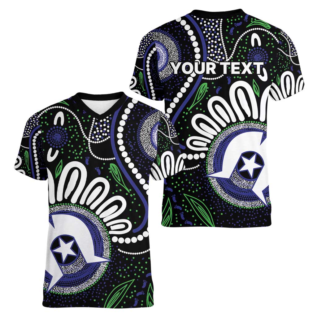 Torres Strait Islander Aboriginal Dot Painting Personalised Women V-Neck T-Shirt