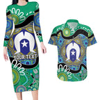 Torres Strait Islander Heal Country Personalised Couples Matching Long Sleeve Bodycon Dress and Hawaiian Shirt