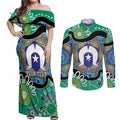 Torres Strait Islander Heal Country Personalised Couples Matching Off Shoulder Maxi Dress and Long Sleeve Button Shirt