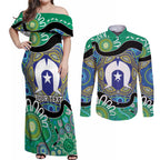 Torres Strait Islander Heal Country Personalised Couples Matching Off Shoulder Maxi Dress and Long Sleeve Button Shirt