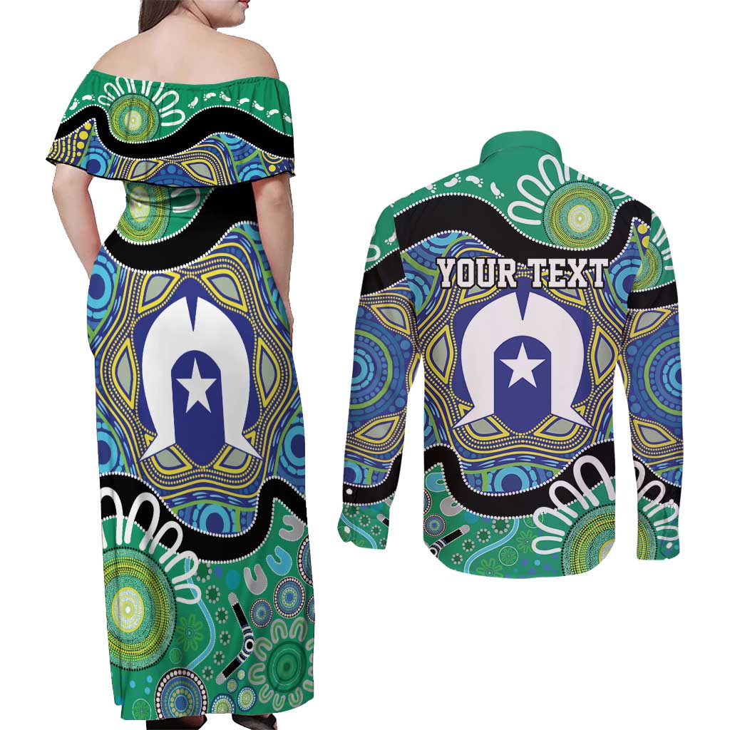 Torres Strait Islander Heal Country Personalised Couples Matching Off Shoulder Maxi Dress and Long Sleeve Button Shirt