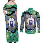 Torres Strait Islander Heal Country Personalised Couples Matching Off Shoulder Maxi Dress and Long Sleeve Button Shirt