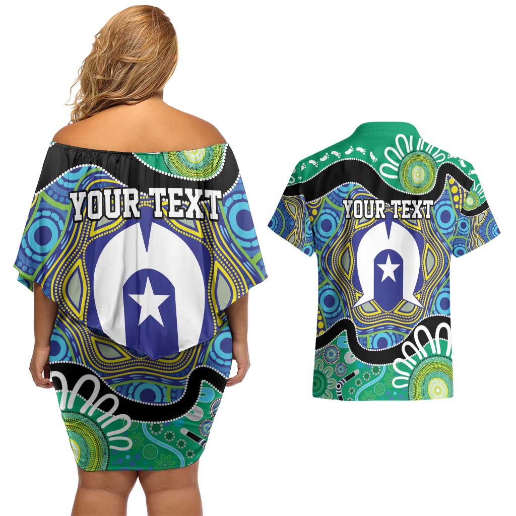 Torres Strait Islander Heal Country Personalised Couples Matching Off Shoulder Short Dress and Hawaiian Shirt