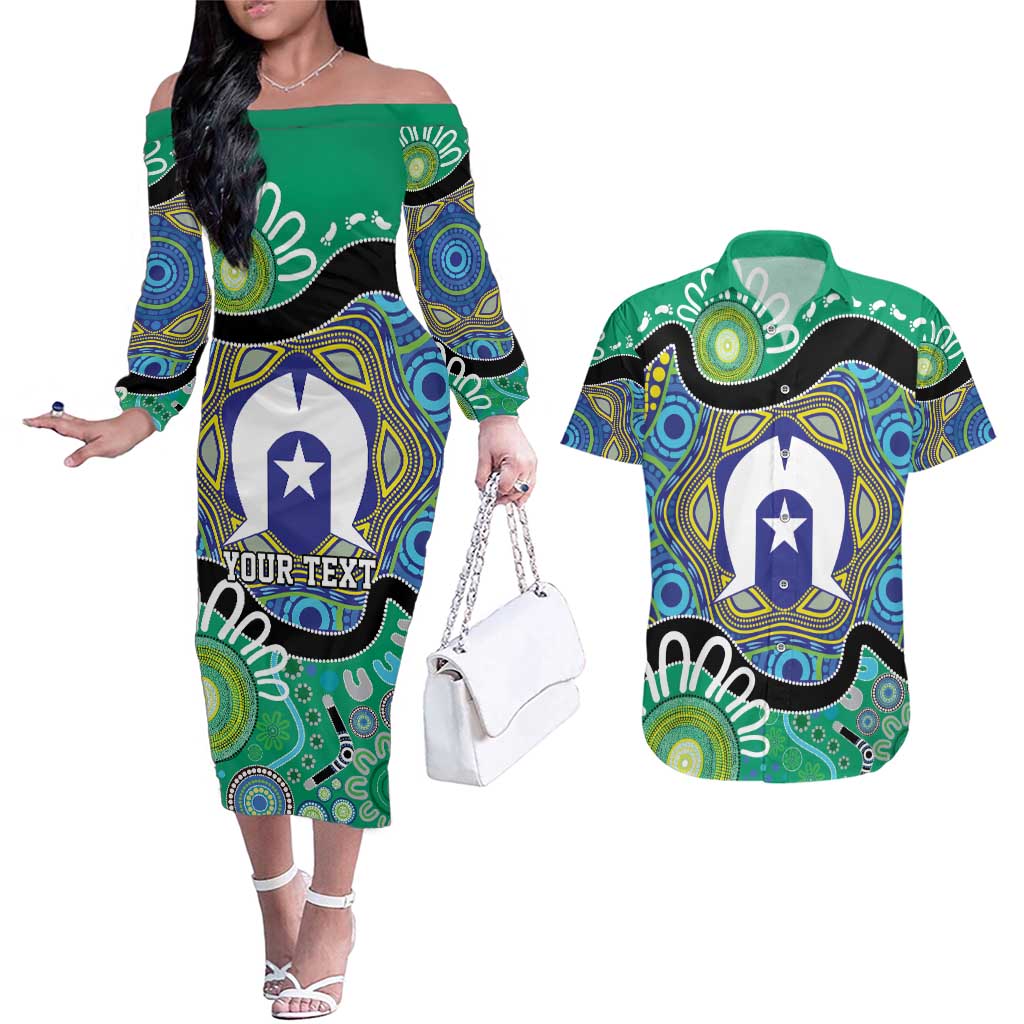 Torres Strait Islander Heal Country Personalised Couples Matching Off The Shoulder Long Sleeve Dress and Hawaiian Shirt