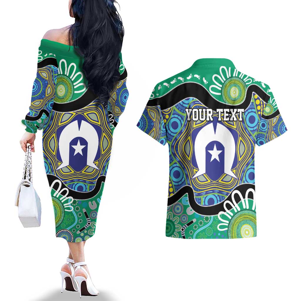 Torres Strait Islander Heal Country Personalised Couples Matching Off The Shoulder Long Sleeve Dress and Hawaiian Shirt