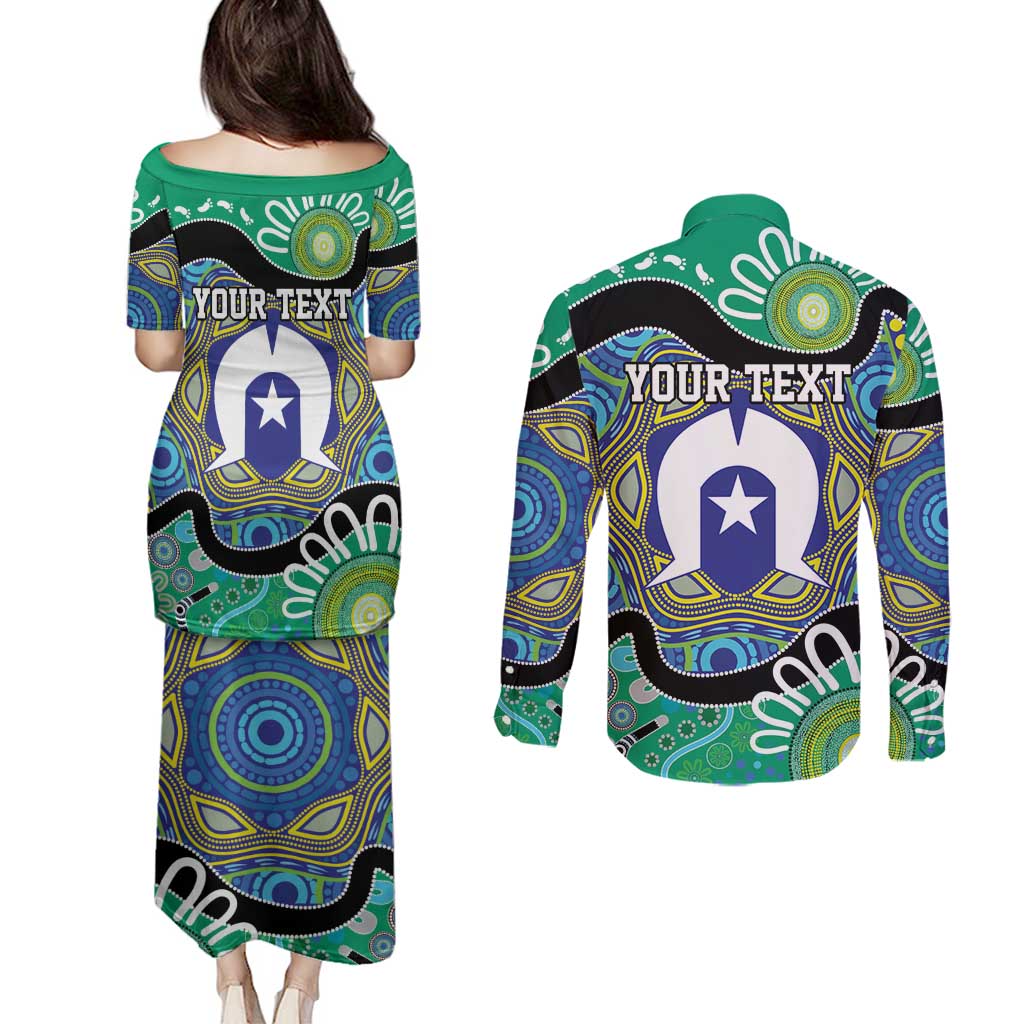 Torres Strait Islander Heal Country Personalised Couples Matching Puletasi and Long Sleeve Button Shirt